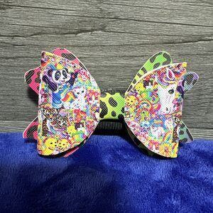 Homemade Lisa Frank Faux Leather Dog Bow For Collar Rainbow Leopard Unicorn Y2k